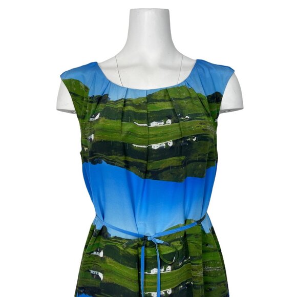 Anthropologie Meadow Rue Cuillin Silk Dress 8P Petite Sleeveless Mini Tie Belt - Picture 5 of 12